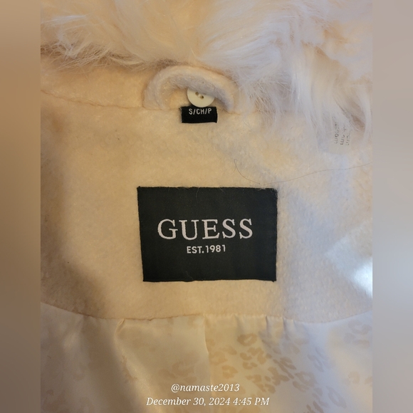 Guess Wool Blend Pea Coat Faux Fur Designer Luxury Celeb Removable Collar #74 - Picture 8 of 11